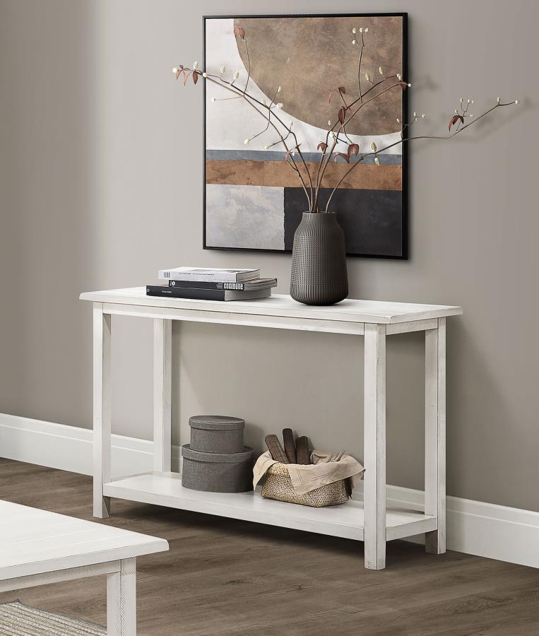 Payne Wood Entryway Sofa Console Table Distressed White