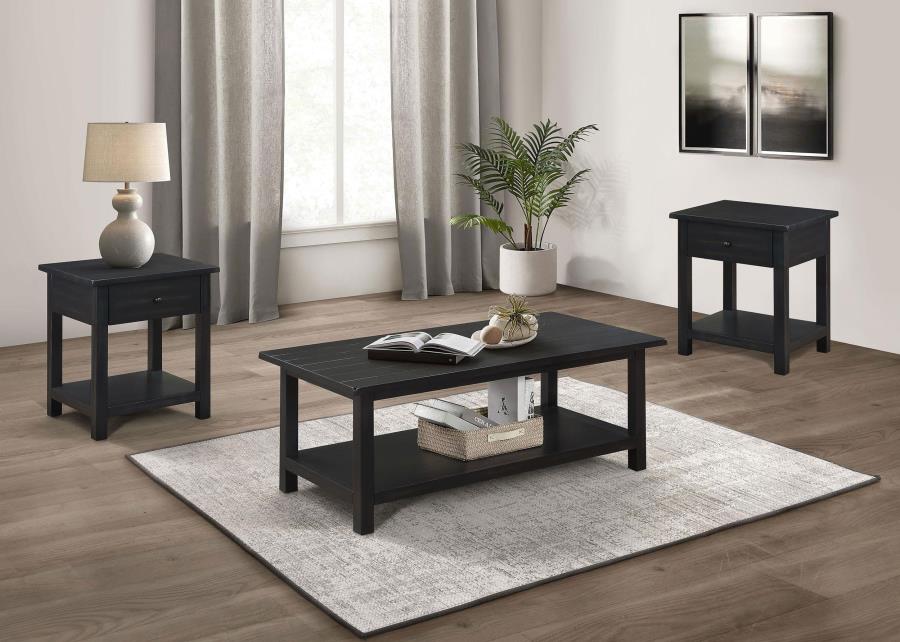 Payne Coffee and 1-drawer End Table Set Distressed Java 3-piece
