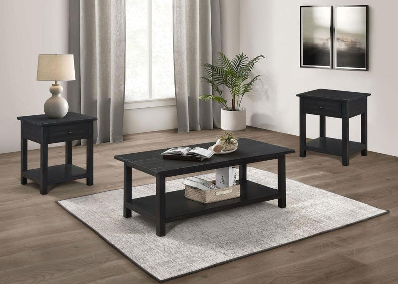 Payne Coffee and 1-drawer End Table Set Distressed Java 3-piece