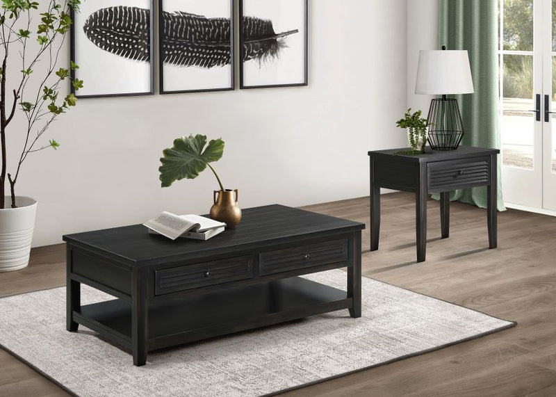 Concord Coffee and End Table Set Distressed Java 2-piece
