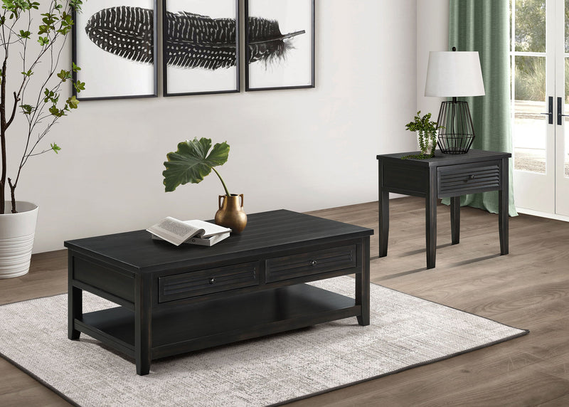 Concord Coffee and End Table Set Distressed Java