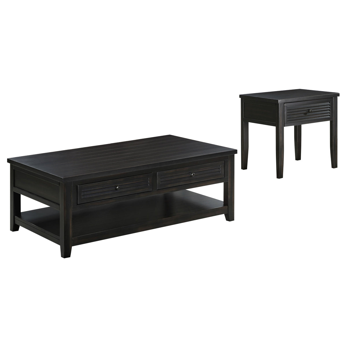 Concord Coffee and End Table Set Distressed Java