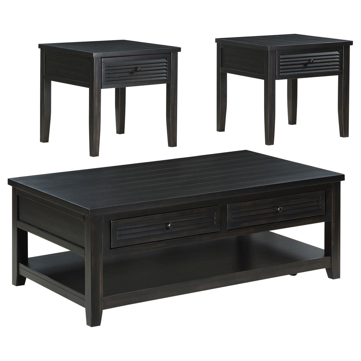 Concord Coffee and End Table Set Distressed Java