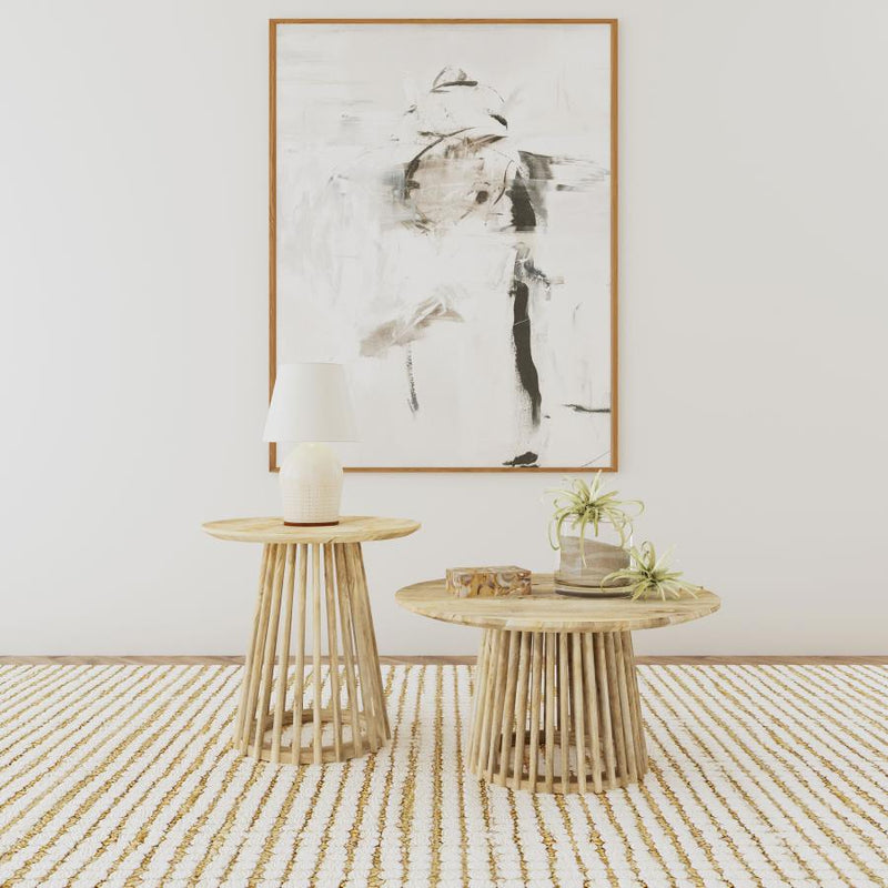 Touhy Round Coffee and End Table Set Natural Mango 2-piece