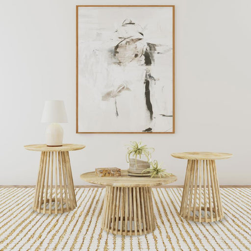 Touhy Round Coffee and End Table Set Natural Mango 3-piece