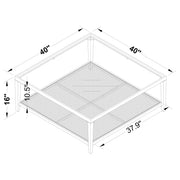 Amherst Glass Top Metal with Cane Shelf Coffee Table Black