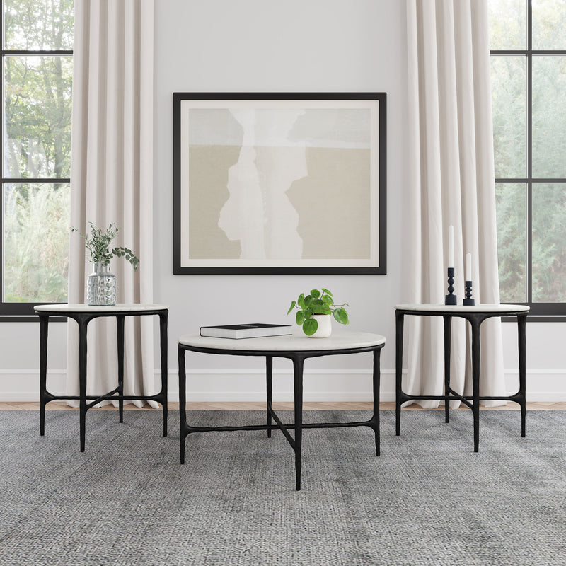 Hermas Round Marble Coffee and End Table Set