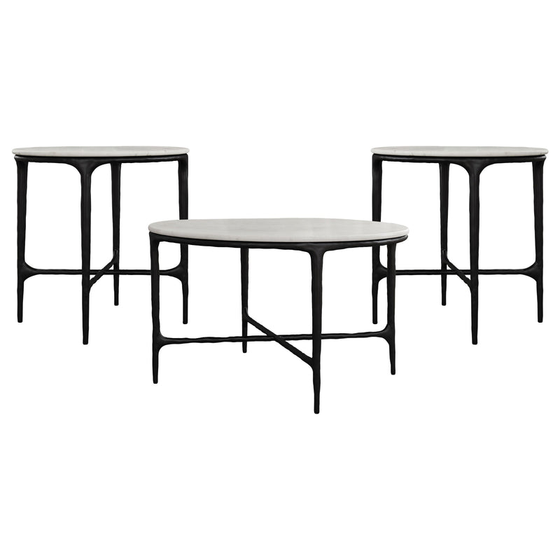 Hermas Round Marble Coffee and End Table Set