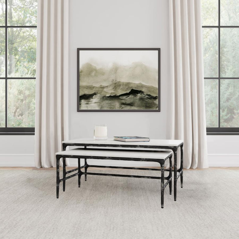 Ebby 2-piece Genuine Marble Top Nesting Coffee Tables White Default Title