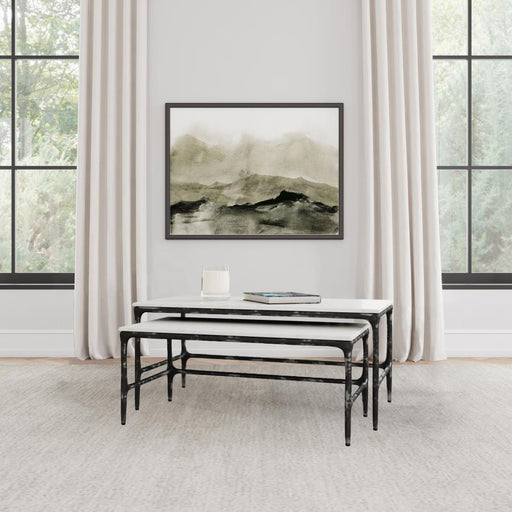 Ebby 2-piece Genuine Marble Top Nesting Coffee Tables White Default Title