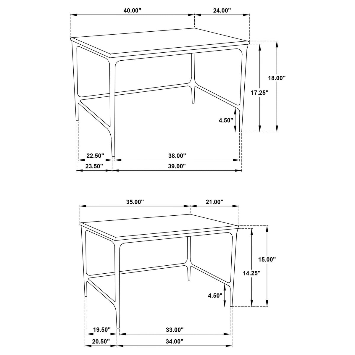 Ebby 2-piece Genuine Marble Top Nesting Coffee Tables White