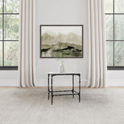 Ebby Square Genuine Marble Top Metal End Table White Default Title