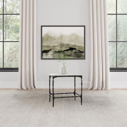 Ebby Square Genuine Marble Top Metal End Table White Default Title