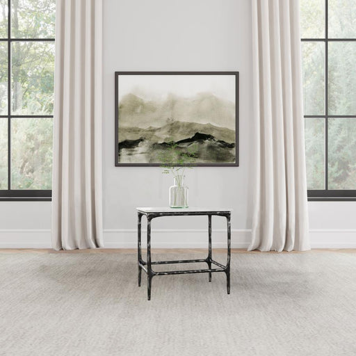 Ebby Square Genuine Marble Top Metal End Table White Default Title