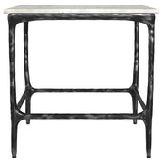 Ebby Square Genuine Marble Top Metal End Table White