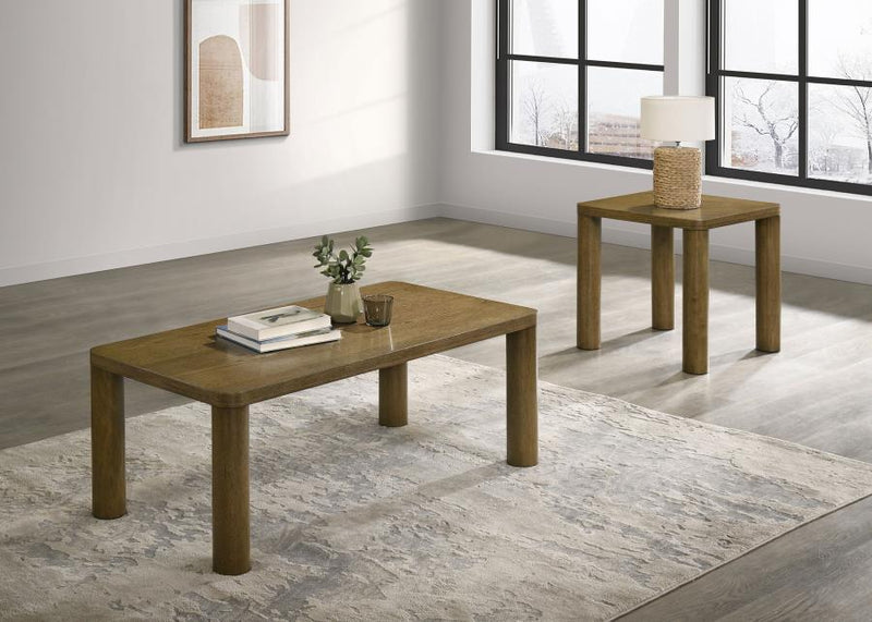 Castlewood Cocktail Coffee Table Set Brown Oak 2-piece