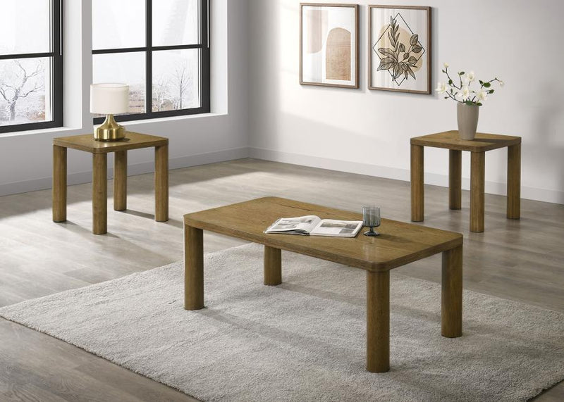 Castlewood Cocktail Coffee Table Set Brown Oak 3-piece
