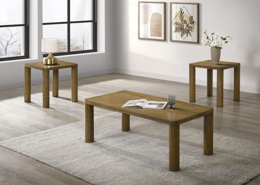 Castlewood Cocktail Coffee Table Set Brown Oak 3-piece