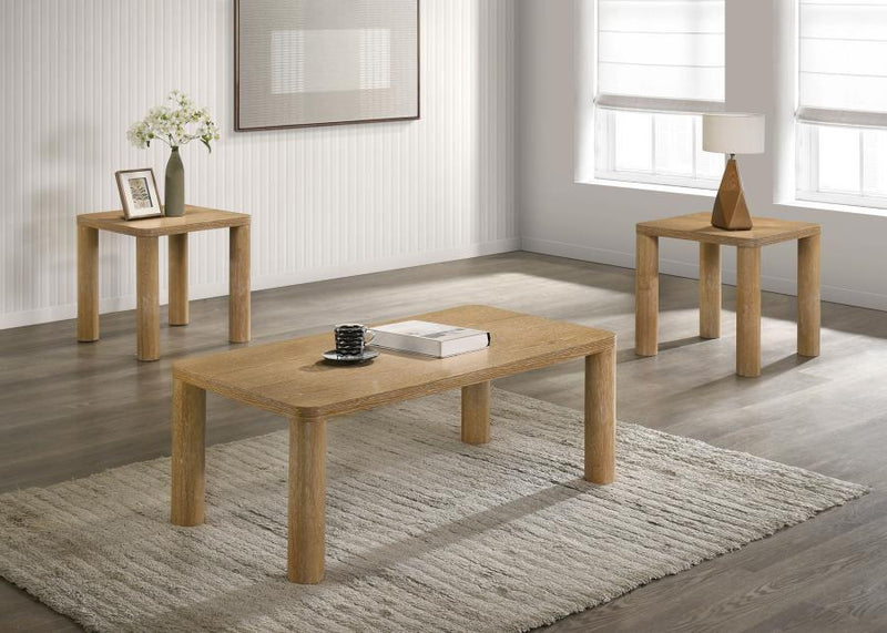 Castlewood Cocktail Coffee Table Set Washed Oak 3-piece