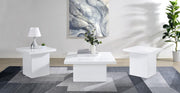 Devar Square Coffee and End Table Set White High Gloss 3-piece