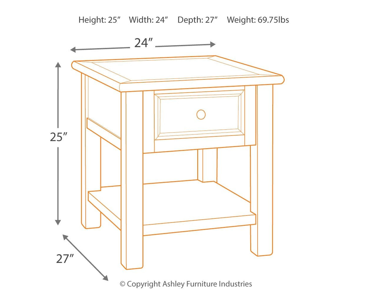 Bolanburg - Rectangular End Table - White / Brown / Beige
