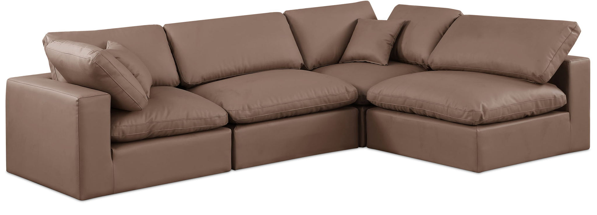 Comfy - 4 Piece Faux Leather Modular Armless Sectional