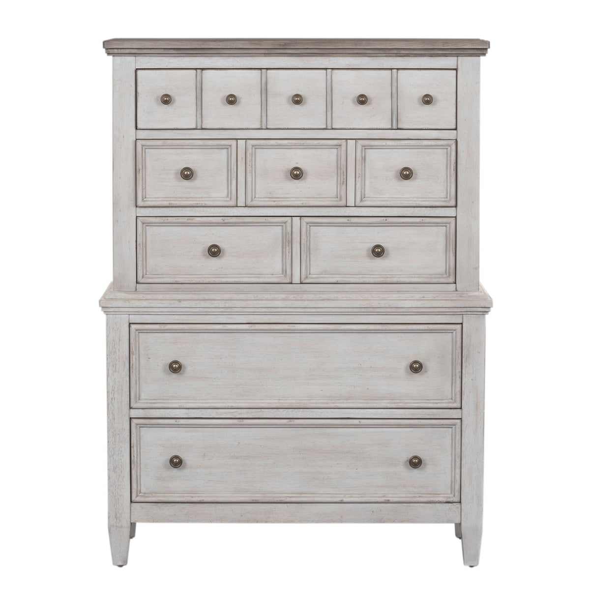 Heartland - 5 Drawer Chest - Antique White / Tobacco Tops