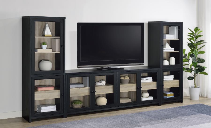 Denison 3-piece Entertainment Center 79-inch TV Stand Black Default Title