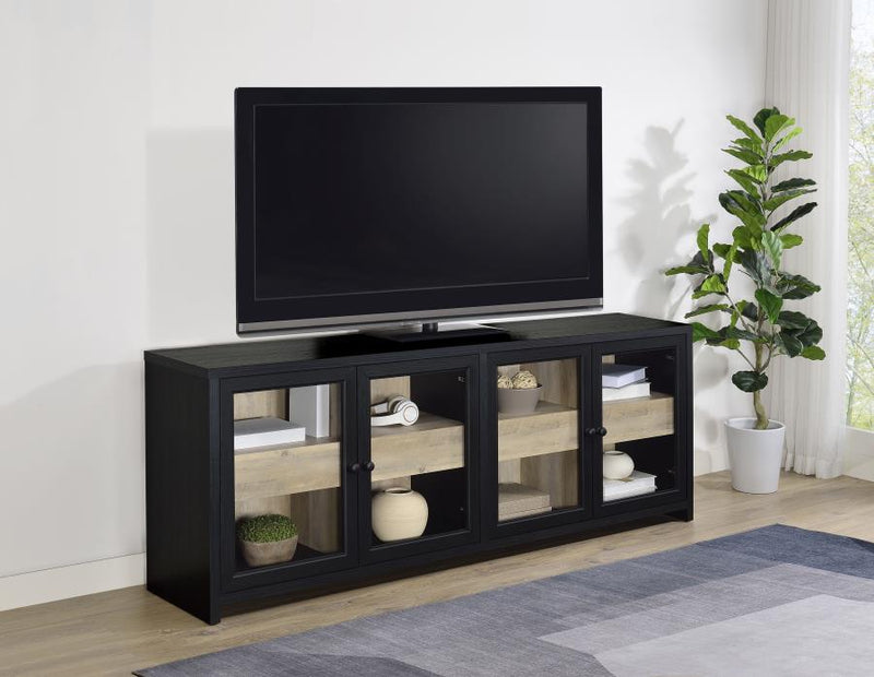 Denison 79-inch 4-door TV Stand Media Console Black Default Title