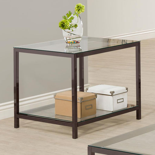 Trini 1-shelf Glass Top Side End Table Black Nickel Default Title