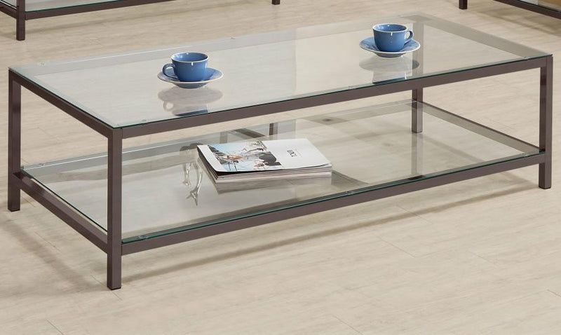 Trini 1-shelf Glass Top Coffee Table Black Nickel Default Title