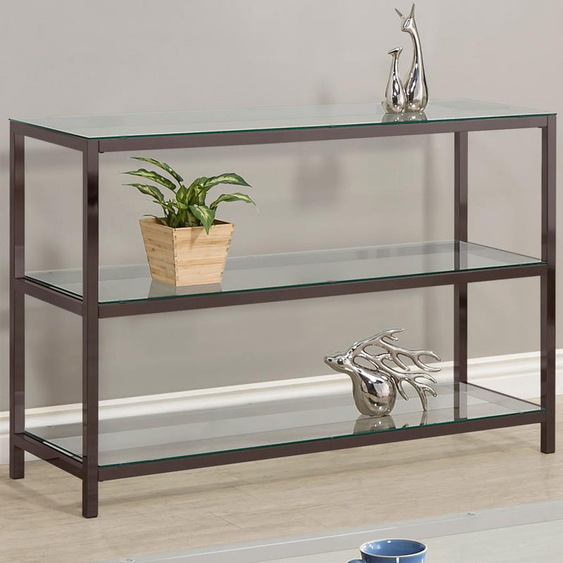 Trini 2-shelf Glass Top Entryway Console Table Black Nickel Default Title