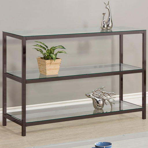 Trini 2-shelf Glass Top Entryway Console Table Black Nickel Default Title
