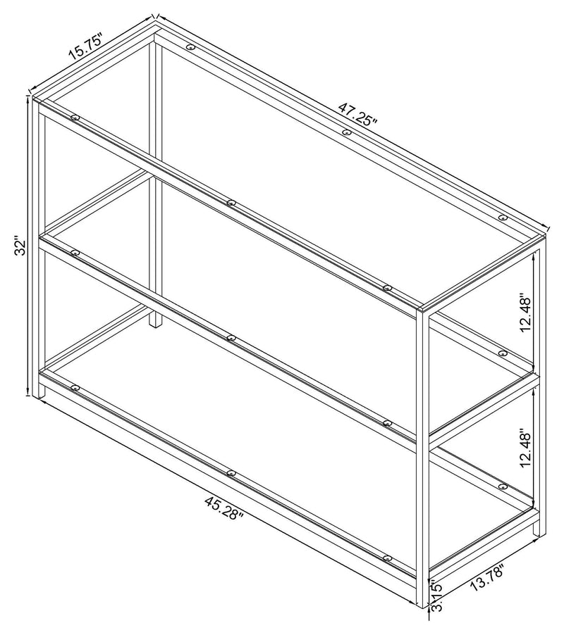 Trini 2-shelf Glass Top Entryway Console Table Black Nickel