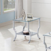 Saide Square Glass Top Side End Table Chrome Default Title