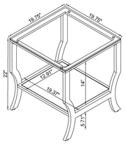 Saide Square Glass Top Side End Table Chrome