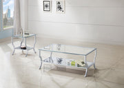 Saide Glass Top Coffee and End Table Set Chrome 2-piece