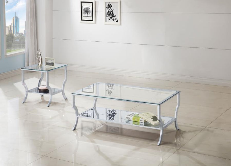 Saide Glass Top Coffee and End Table Set Chrome 2-piece