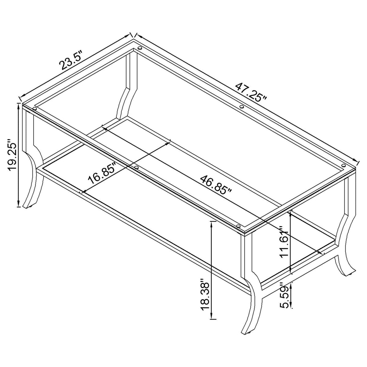 Saide Glass Top Coffee and End Table Set Chrome