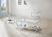 Saide Glass Top Coffee and End Table Set Chrome 3-piece