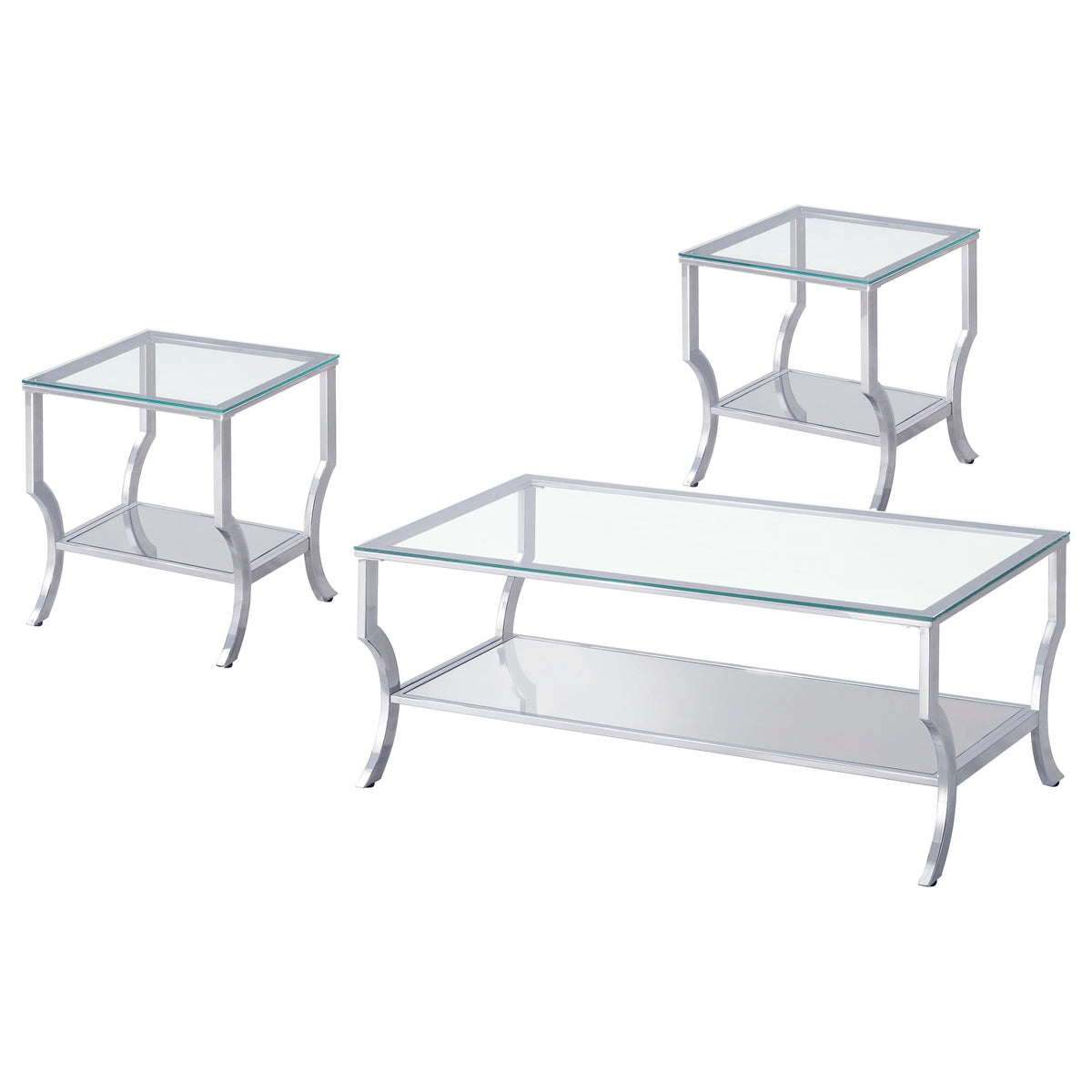 Saide Glass Top Coffee and End Table Set Chrome
