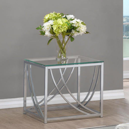 Lille Square Glass Top Side End Table Chrome Default Title