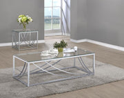 Lille Glass Top Coffee And End Table Set Chrome 2-piece