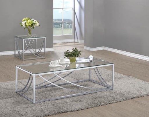 Lille Glass Top Coffee And End Table Set Chrome 2-piece