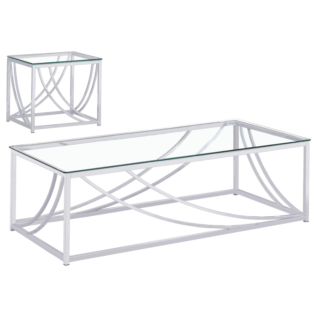 Lille Glass Top Coffee And End Table Set Chrome