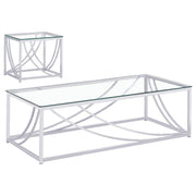 Lille Glass Top Coffee And End Table Set Chrome