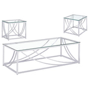 Lille Glass Top Coffee And End Table Set Chrome