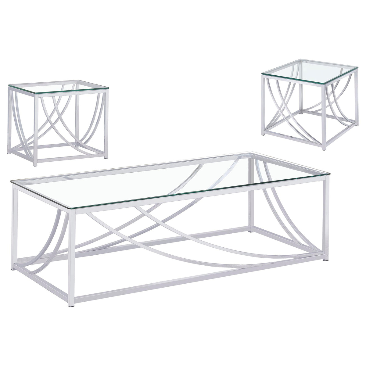 Lille Glass Top Coffee And End Table Set Chrome