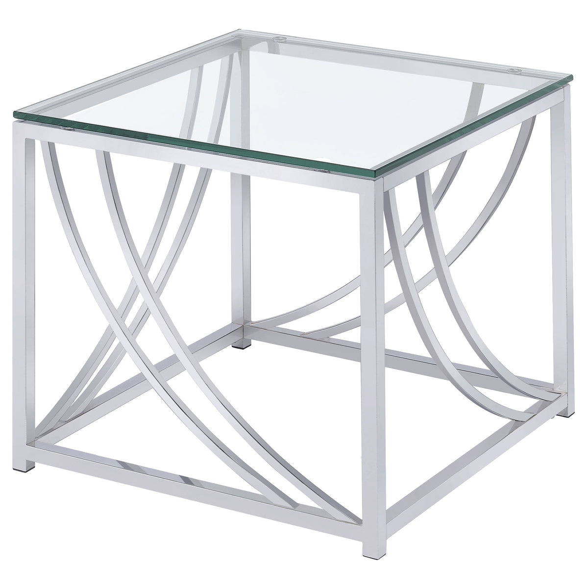 Lille Glass Top Coffee And End Table Set Chrome