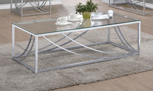 Lille Rectangular Glass Top Coffee Table Chrome Default Title